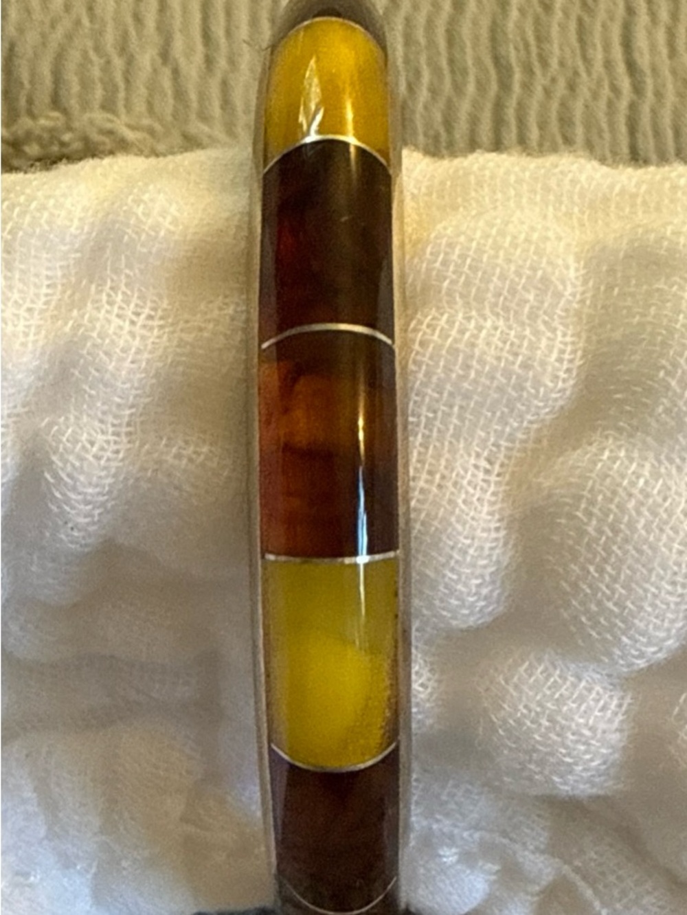 Vintage Amber and Honey Glass Accent Bangle Bracelet Estate